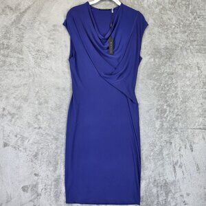 Elie Tahari Dress Womens Small Lapis Blue Vala Sleeveless Cowl Neck Cocktail New